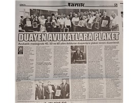 TBB ve Baromuz avukatlık mesleğinin duayenlerine plaket takdim etti