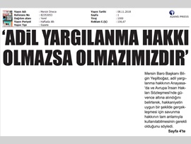 BASINDA BAROMUZ (Yeşilboğaz: "Adil Yargılanma Hakkı Olmazsa Olmazımızdır")