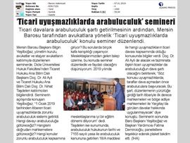 BASINDA BAROMUZ (Ticari Uyuşmazlıklarda Arabuluculuk Semineri Yapıldı)