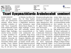 BASINDA BAROMUZ (Ticari Uyuşmazlıklarda Arabuluculuk Semineri Yapıldı)