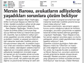 BASINDA BAROMUZ (Baro Başkanımız, Silifke Cumhuriyet Başsavcısı'nı Ziyaret Etti)