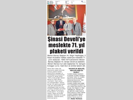 BASINDA BAROMUZ (Av. Şinasi Develi'ye 71. Yıl Plaketi)