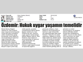 BASINDA BAROMUZ (Başkan Vekilimiz Av. Gazi Özdemir: "Hukuk Uygar Yaşamın Temelidir")