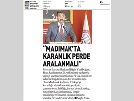 BASINDA BAROMUZ (Yeşilboğaz: "Madımak'ta Karanlık Perde Aralanmalı")