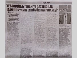 BASINDA BAROMUZ (Yeşilboğaz: "Türkiye, Gazeteciler İçin Dünyanın En Büyük Hapishanesi")