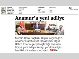 BARO BŞK. BİLGİN YEŞİLBOĞAZ: "ANAMUR'A YENİ ADALET SARAYI ŞART")