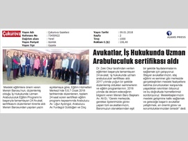 BASINDA BAROMUZ (İş Hukukunda Uzman Arabuluculuk Sertifika Töreni)
