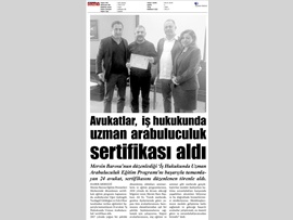 BASINDA BAROMUZ (İş Hukukunda Uzman Arabuluculuk Sertifika Töreni)