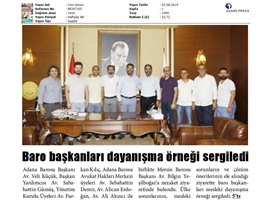 BASINDA BAROMUZ (Mersin Barosu ve Adana Barosu'nda Dayanışma Örneği)