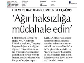 BASINDA BAROMUZ (Cumhuriyet Tutuklularına Baro Başkanımızdan ve 78 barodan açıklama)