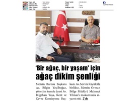 BASINDA BAROMUZ (Mersin Barosu ve Orman Bölge Müdürlüğü Ağaç Dikim Şenliği Düzenleyecek)