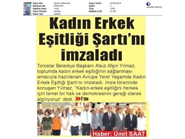 BASINDA BAROMUZ (Baro Başkanımız, Toroslar Belediyesi'nin Kadın-Erkek Eşitliği Mücadelesine Destek Verdi)