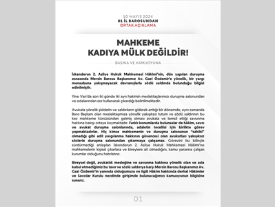 81 İL BAROSU ORTAK AÇIKLAMA