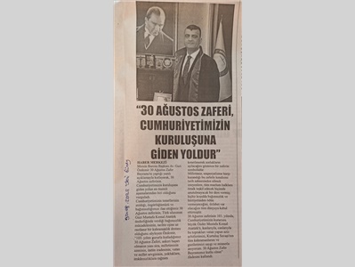 Baro Başkanımızdan  30 Ağustos Zafer Bayramı Mesajı