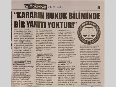 Barolar ortak açıklama yaptı: " Hukukun siyasallaşmasını kabul etmiyoruz !"