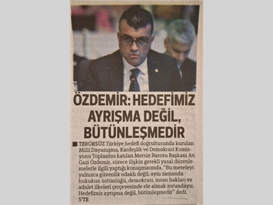 Baro Başkanımız Av. Gazi Özdemir,  Milli Dayanışma, Kardeşlik ve Demokrasi Komisyonu Toplantısına katıldı