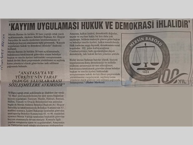 Barolar ortak açıklama yaptı: " Kayyım uygulaması hukuk ve  demokrasi ihlalidir "