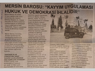 Barolar ortak açıklama yaptı: " Kayyım uygulaması hukuk ve  demokrasi ihlalidir "