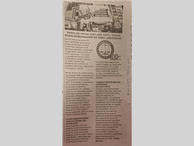 Barolar tutuklu gazetecilerin serbest bırakılması çağrısı yaptı