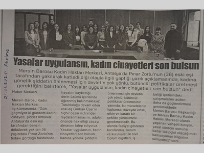 " Yasalar uygulansın , kadın cinayetleri son bulsun ! "