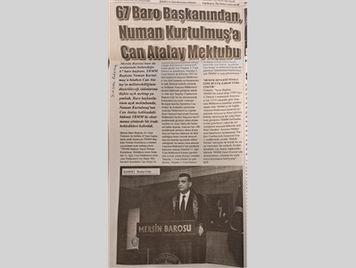 Baro Başkanlarından Numan Kurtulmuş'a Can Atalay Mektubu