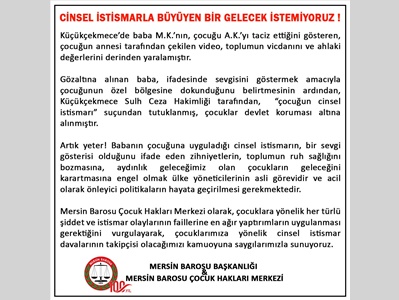 CİNSEL İSTİSMARLA BÜYÜYEN BİR GELECEK İSTEMİYORUZ !