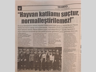 Hayvan Hakları Komisyonumuz: " Hayvan kaliamı suçtur , normalleştirilemez "