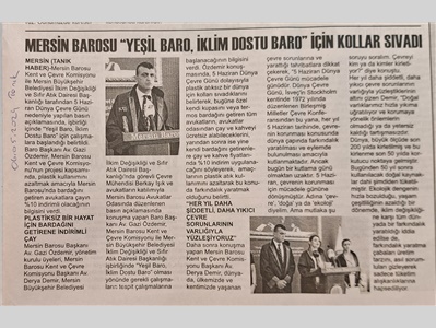 Mersin Barosu, "Yeşil Baro, İklim Dostu Baro" için kolları sıvadı