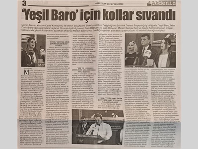 Mersin Barosu, "Yeşil Baro, İklim Dostu Baro" için kolları sıvadı