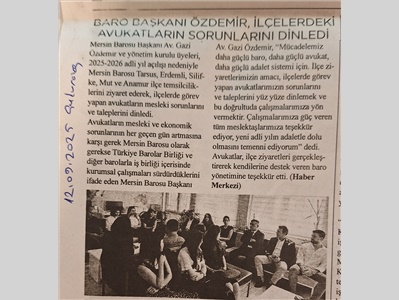 Baro yönetiminden, ilçe baro odalarına ziyaret