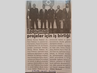Mersin Barosu ile Tarsus Üniversitesi toplumsal projelerde el ele verdi
