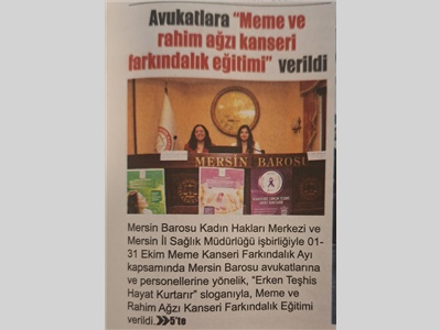 Avukatlara "Meme ve Rahim Ağzı Kanseri" Farkındalık Eğitimi Verildi