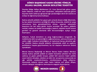 GÖREV BAŞINDAKİ KADIN HÂKİME YÖNELİK SİLAHLI SALDIRI, HUKUK DEVLETİNE TEHDİTTİR