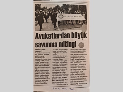 Mersin Barosu Büyük Savunma Mitingine katıldı