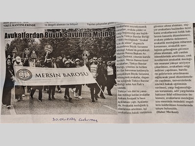 Mersin Barosu Büyük Savunma Mitingine katıldı