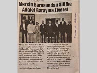 Mersin Barosu'ndan Silifke C. Başsavcısı Selman Eskiler'e ziyaret