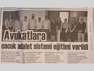 Avukatlara "Çocuk Adalet Sistemi Eğitimi" verildi