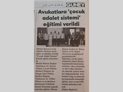 Avukatlara "Çocuk Adalet Sistemi Eğitimi" verildi