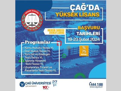 ÇAĞ ÜNİVERSİTESİ'NDE YÜKSEK LİSANS BAŞVURULARI BAŞLIYOR