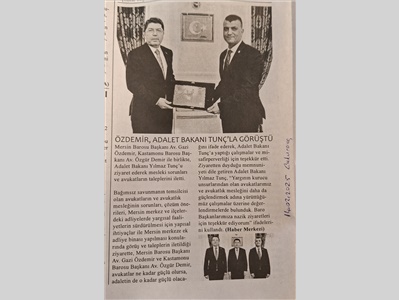 Baro Başkanımız Av. Gazi Özdemir ' den Adalet Bakanı Yılmaz Tunç  '  a ziyaret