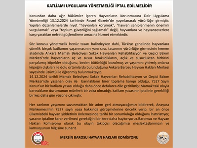 KATLİAMI UYGULAMA YÖNETMELİĞİ İPTAL EDİLMELİDİR !
