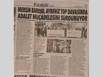 Kadın Hakları Merkezimiz, öldürülen Aybeniz Top duruşmasına katıldı