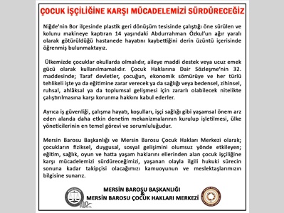 ÇOCUK İŞÇİLİĞİNE KARŞI MÜCADELEMİZİ SÜRDÜRECEĞİZ !