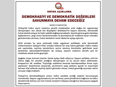 BAROLAR ORTAK AÇIKLAMA YAPTI: " DEMOKRASİYİ VE DEMOKRATİK DEĞERLERİ SAVUNMAYA DEVAM EDECEĞİZ "