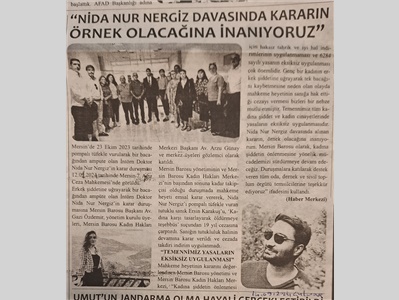 Mersin Barosu Nida Nur Nergiz'in karar duruşmasına katıldı