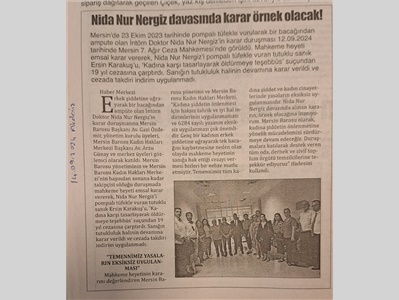 Mersin Barosu Nida Nur Nergiz'in karar duruşmasına katıldı