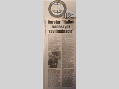 Barolar ortak açıklama yaptı: " Kayyım Politikası, Demokratik hukuk devleti ile bağdaşmamaktadır. "