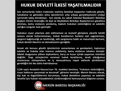HUKUK DEVLETİ İLKESİ YAŞATILMALIDIR
