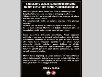 KADINLARIN YAŞAM HAKKININ KORUNMASI, HUKUK DEVLETİNİN TEMEL YÜKÜMLÜLÜĞÜDÜR