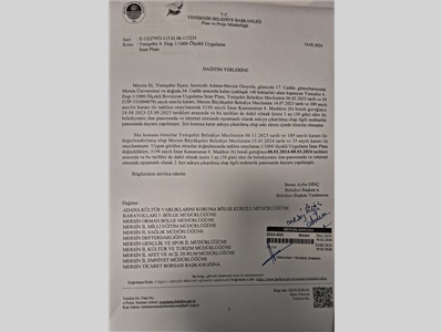 YENİŞEHİR 4. ETAP 1/1000 ÖLÇEKLİ UYGULAMA İLAN PLANI 2. KEZ ASKIYA ÇIKARILDI